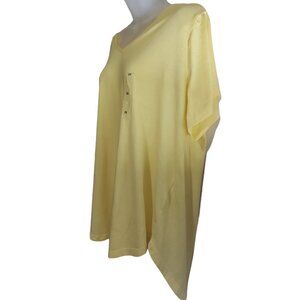 Women’s Style & Co, Sunbeam Yellow, Short Sleeve, V-neck, Tee-shirt, 2X